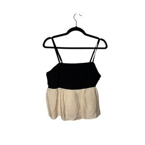 LOFT Black Beige Tank Top Sleeveless Adjustable Straps Casual Blouse Size 8